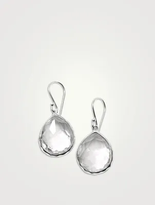 Small Rock Candy Sterling Silver Teardrop Earrings With Rock Crystal