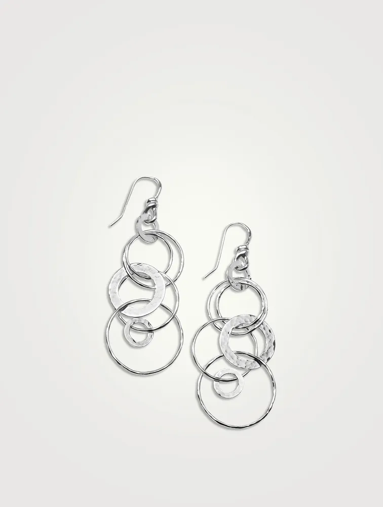 Medium Classico Sterling Silver Hammered Jet Set Drop Earrings