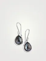 Teeny Rock Candy Sterling Silver Teardrop Earrings With Rock Crystal And Hematite