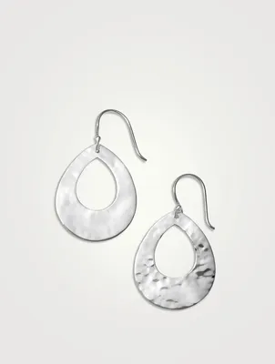 Small Classico Sterling Silver Crinkle Open Teardrop Earrings