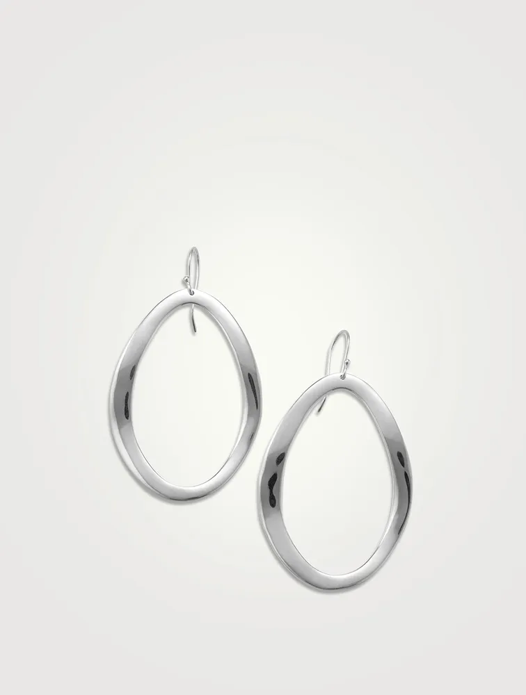 Classico Sterling Silver Wavy Oval Drop Earrings