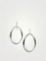 Classico Sterling Silver Wavy Oval Drop Earrings