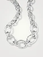 Short Classico Sterling Silver Hammered Bastille Necklace