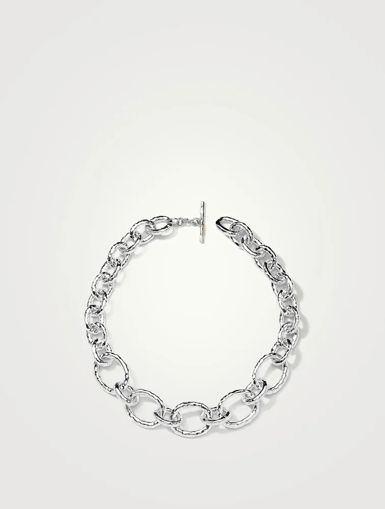 Short Classico Sterling Silver Hammered Bastille Necklace