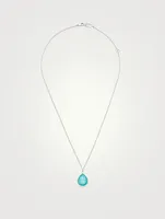 Small Rock Candy Sterling Silver Pendant Necklace With Clear Rock Crystal And Turquoise
