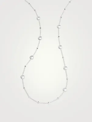 Lollipop Sterling Silver Multi Station Necklace With Clear Rock Crystal