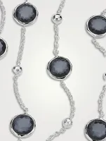Lollipop Sterling Silver Ball And Stone Station Necklace With Rock Crystal And Hematite