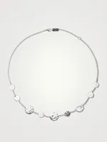 Classico Sterling Silver Crinkle Hammered Circle Station Necklace