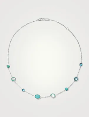Mini Rock Candy Sterling Silver Station Necklace With Gemstones