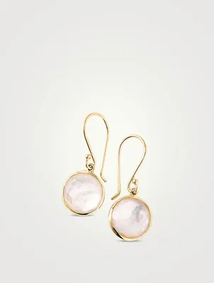 Small Lollipop 18K Gold Single Drop Earrings With Mother-Of-Pearl And Quartz