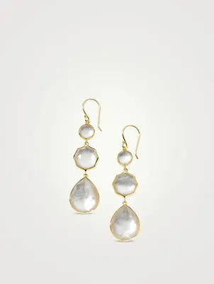 Small Rock Candy 18K Gold Crazy 8's Earrings With Rock Crystal And Mother-Of-Pearl