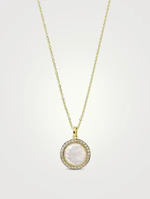 Small Lollipop 18K Gold Pendant Necklace With Doublet And Diamonds