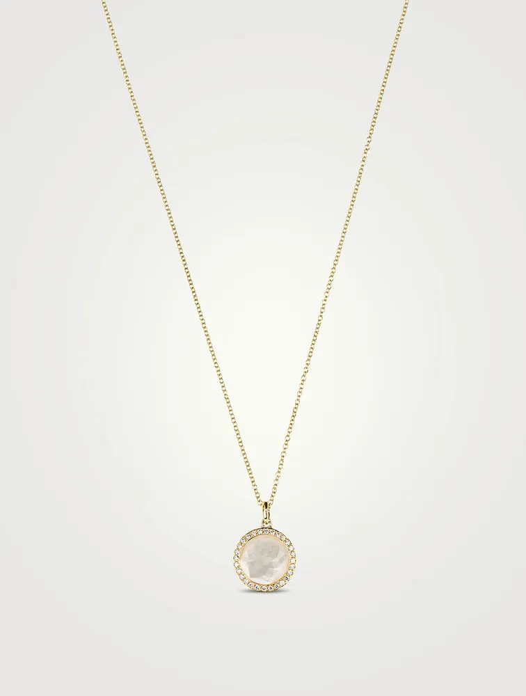 Small Lollipop 18K Gold Pendant Necklace With Doublet And Diamonds