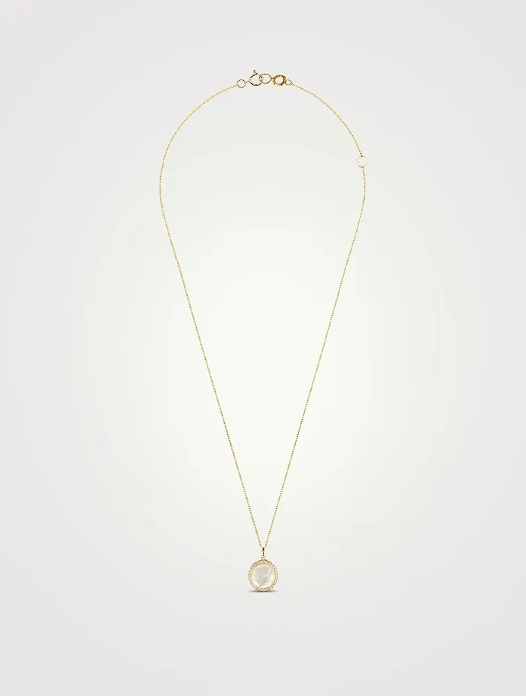 Small Lollipop 18K Gold Pendant Necklace With Doublet And Diamonds