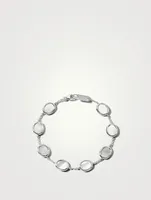 Mini Rock Candy Sterling Silver Oval Slice Chain Bracelet With Mother-of-Pearl