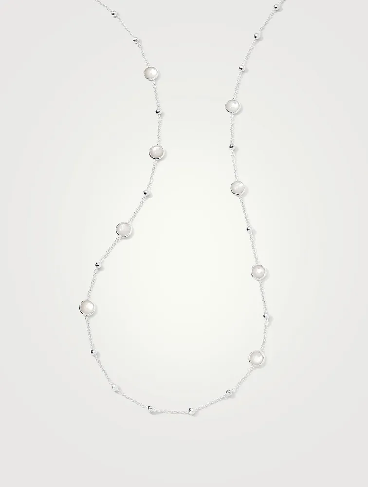 Lollipop Sterling Silver Multi Station Necklace With Mother-Of-Pearl And Rock Crystal