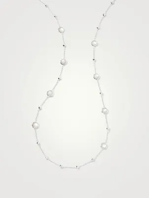Lollipop Sterling Silver Multi Station Necklace With Mother-Of-Pearl And Rock Crystal