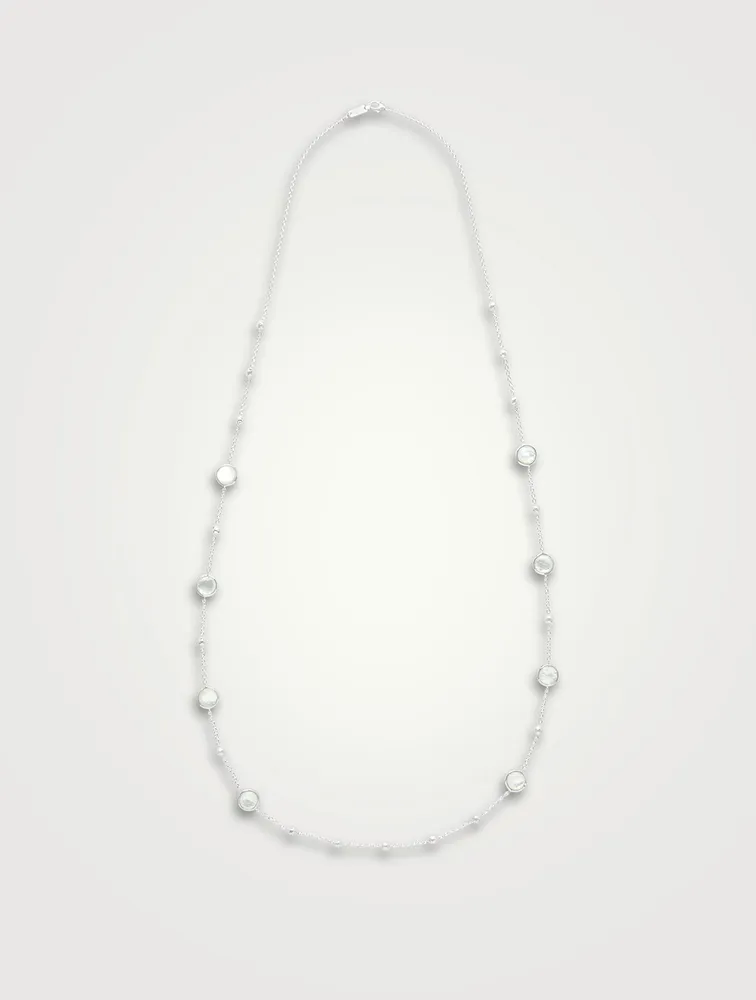 Lollipop Sterling Silver Multi Station Necklace With Mother-Of-Pearl And Rock Crystal