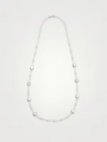 Lollipop Sterling Silver Multi Station Necklace With Mother-Of-Pearl And Rock Crystal