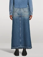 Mid-Rise Denim Maxi Skirt