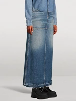 Mid-Rise Denim Maxi Skirt