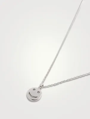 The 14K White Gold Happy Face Necklace
