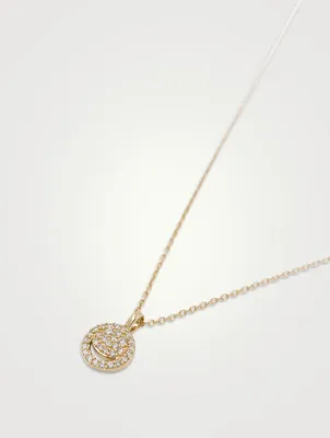 The 14K Gold Pavé Happy Face Necklace With Diamonds