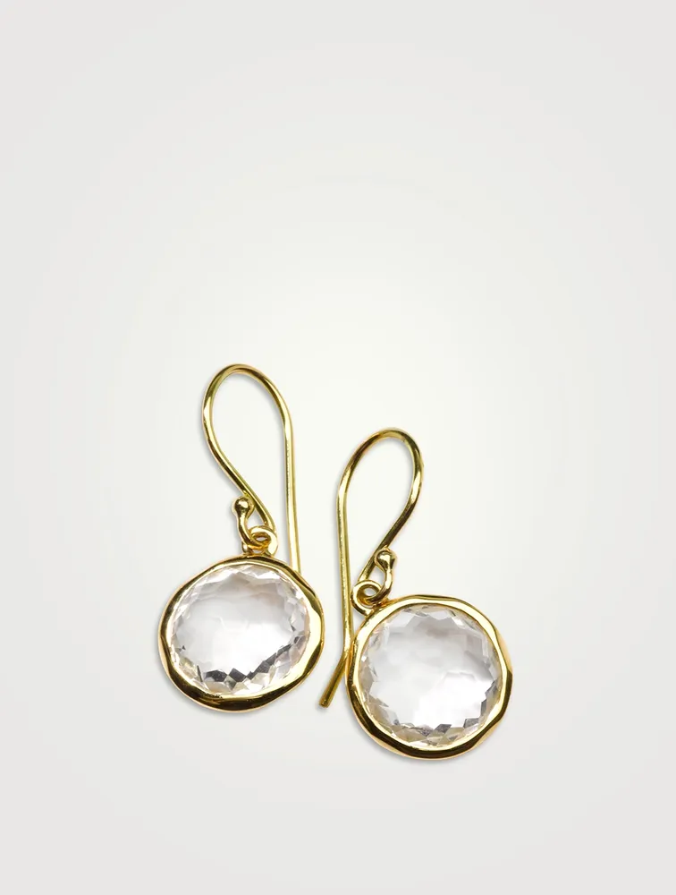 Small Lollipop 18K Gold  Single Drop Earrings With Clear Quartz