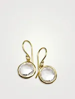 Small Lollipop 18K Gold  Single Drop Earrings With Clear Quartz