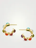 Mini Lollipop 18K Gold Bubble Hoop Earrings With Gemstones