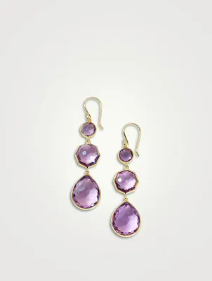 Small Rock Candy 18K Gold Crazy 8's Earrings With Amethyst