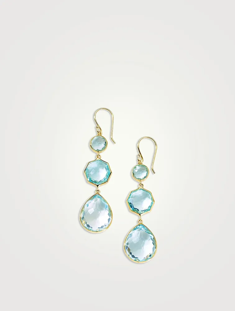Small Rock Candy 18K Gold Crazy 8's Earrings With Blue Topaz