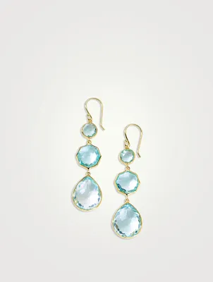 Small Rock Candy 18K Gold Crazy 8's Earrings With Blue Topaz
