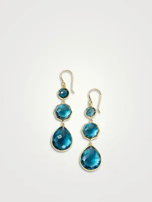 Small Rock Candy 18K Gold Crazy 8's Earrings With London Blue Topaz