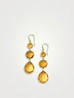 Small Rock Candy 18K Gold Crazy 8's Earrings With Orange Citrine