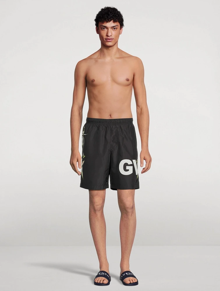 Swim Shorts With Logo Flower