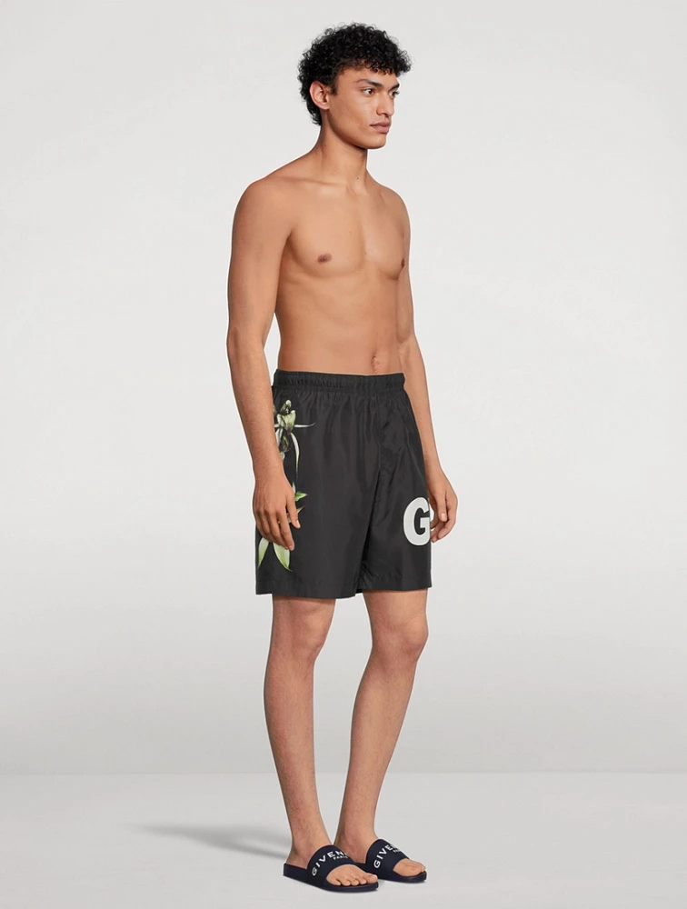 Swim Shorts With Logo Flower