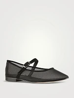 Chasse Mesh And Suede Mary Jane Ballet Flats