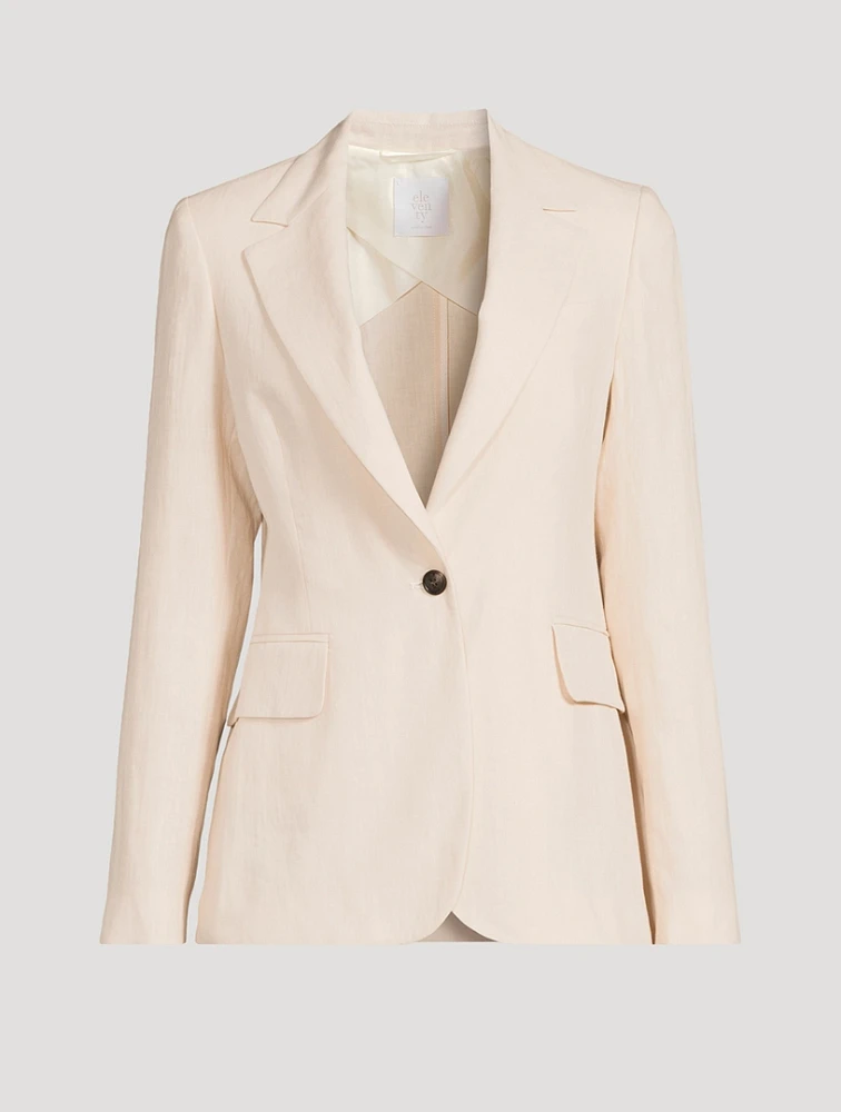 Single-Breasted Linen Blazer