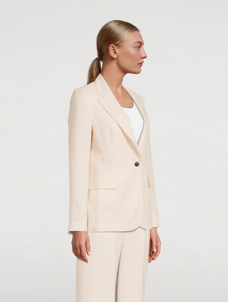 Single-Breasted Linen Blazer