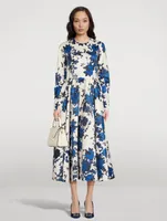 Annie Taffeta Faille Midi Dress Floral Print