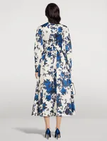 Annie Taffeta Faille Midi Dress Floral Print