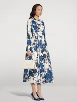 Annie Taffeta Faille Midi Dress Floral Print