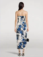 Yulie Strapless Taffeta Faille Dress Floral Print