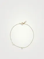 Sea Of Beauty 14K Gold Chain Bracelet With Pierced Diamond And Akoya Pearl