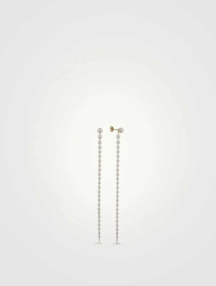 Sea Of Beauty 14K Gold Long Cascading Pearl Earrings