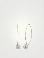 Large Sea Of Beauty 14K Gold Marquis Pearl Hoop Earrings