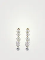 Small Sea Of Beauty 14K Gold Pearl Hoop Earrings With Diamonds