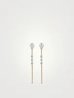 Sea Of Beauty 14K Gold Pierced Diamond And Pearl Chain Earrings