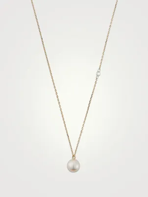 Sea Of Beauty Essentials 14K Gold Pierced Diamond And Pearl Slider Necklace